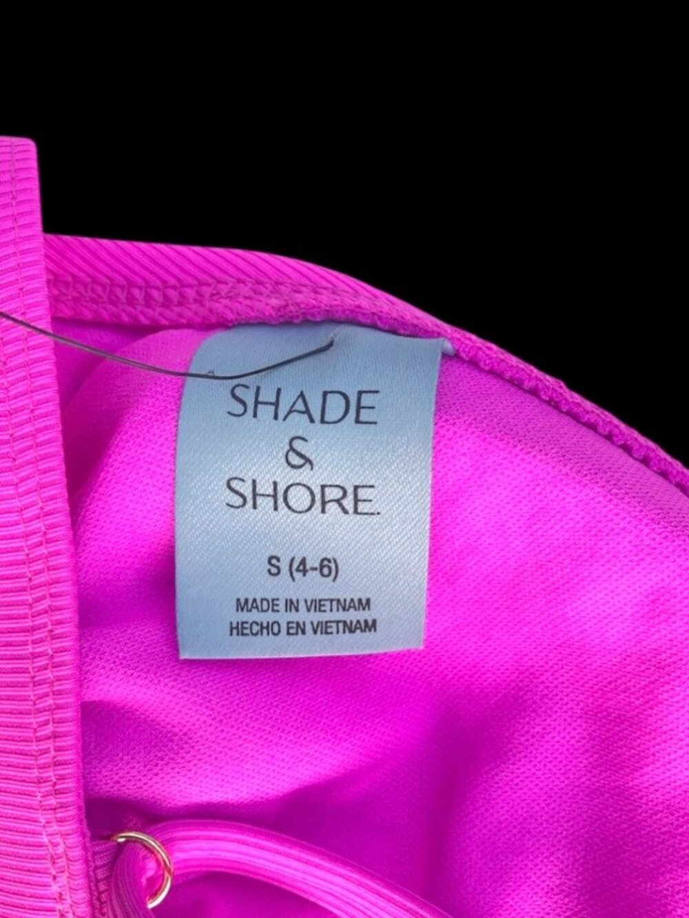Shade & Shore Women’s Triangle Bikini Top Pink Ribbed Adjustable Strap, S - Picture 3 of 3